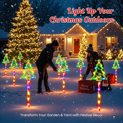 Outdoor Christmas Decorations, 21" Solar Christmas Tree Lights Outdoor Waterproof Decorations, Solar Candy Cane Christmas Decorations Outdoor with 10 Modes, outside Waterproof Christmas Candy Cane Lights Pathway