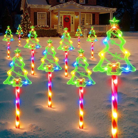 Outdoor Christmas Decorations, 21" Solar Christmas Tree Lights Outdoor Waterproof Decorations, Solar Candy Cane Christmas Decorations Outdoor with 10 Modes, outside Waterproof Christmas Candy Cane Lights Pathway