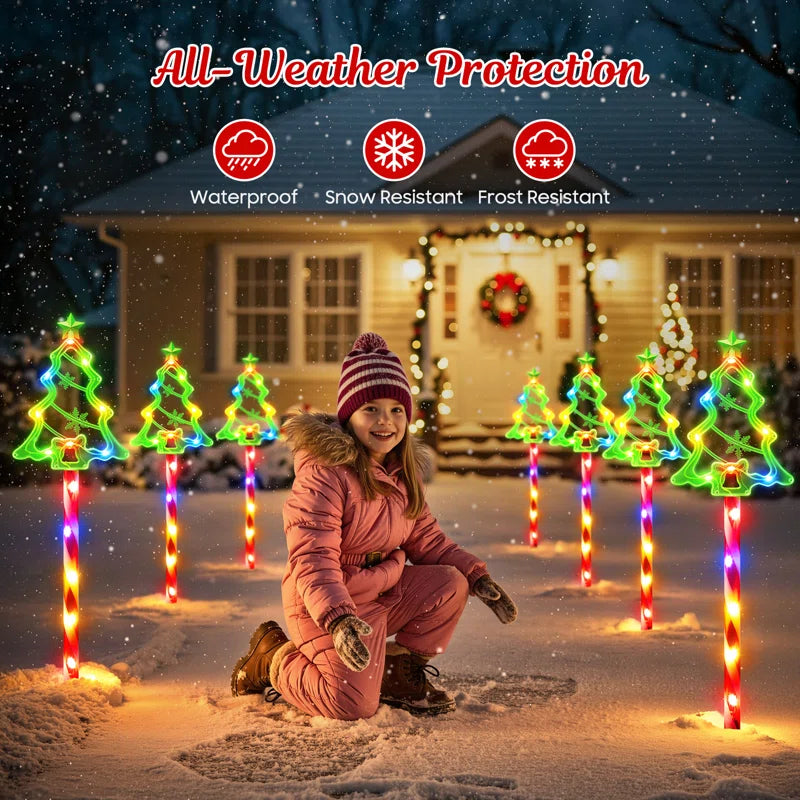 Outdoor Christmas Decorations, 21" Solar Christmas Tree Lights Outdoor Waterproof Decorations, Solar Candy Cane Christmas Decorations Outdoor with 10 Modes, outside Waterproof Christmas Candy Cane Lights Pathway