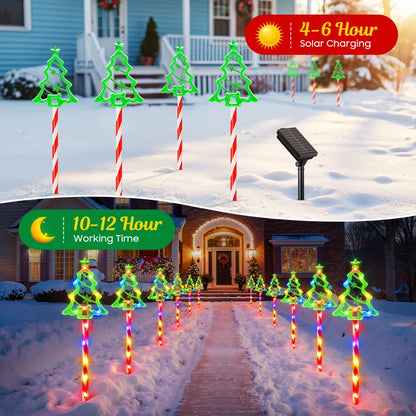 Outdoor Christmas Decorations, 21" Solar Christmas Tree Lights Outdoor Waterproof Decorations, Solar Candy Cane Christmas Decorations Outdoor with 10 Modes, outside Waterproof Christmas Candy Cane Lights Pathway