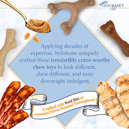 Strong Chew Gourmet Style Wishbone & Femur Bone Puppy Chew Toys Peanut Butter & Bacon Small (2 Count)