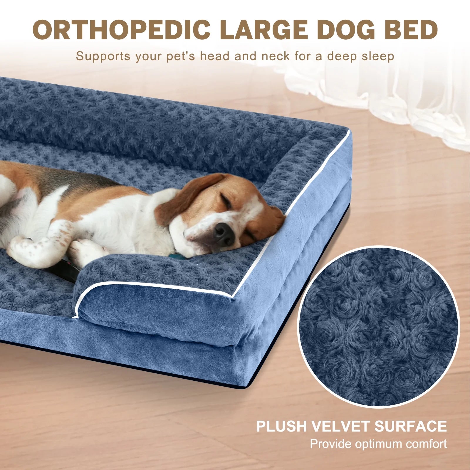 Dog Bed for Large Medium Small Dogs Orthopedic Waterproof Dog Sofa Bed Non Slip Pet Couch with Removable Washable Cover Supportive Foam M to XXL